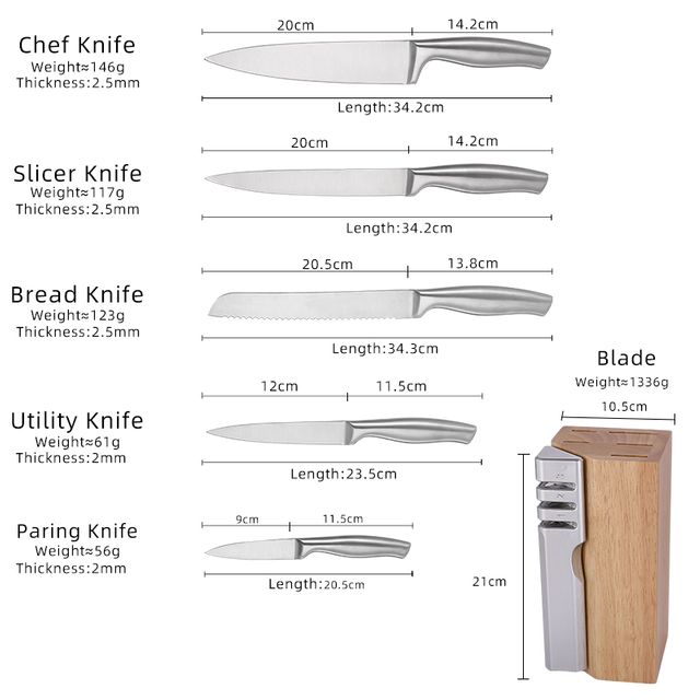 Knife Set Block With Sharpener