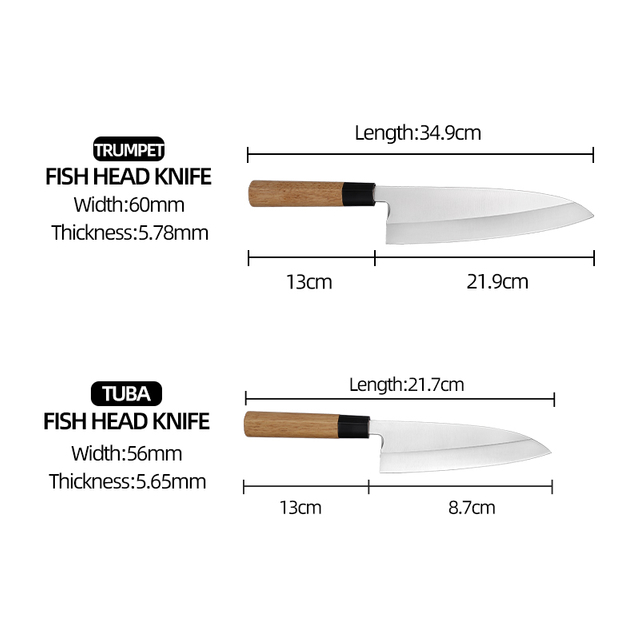3Cr13 Deba Knife with Wooden Handle