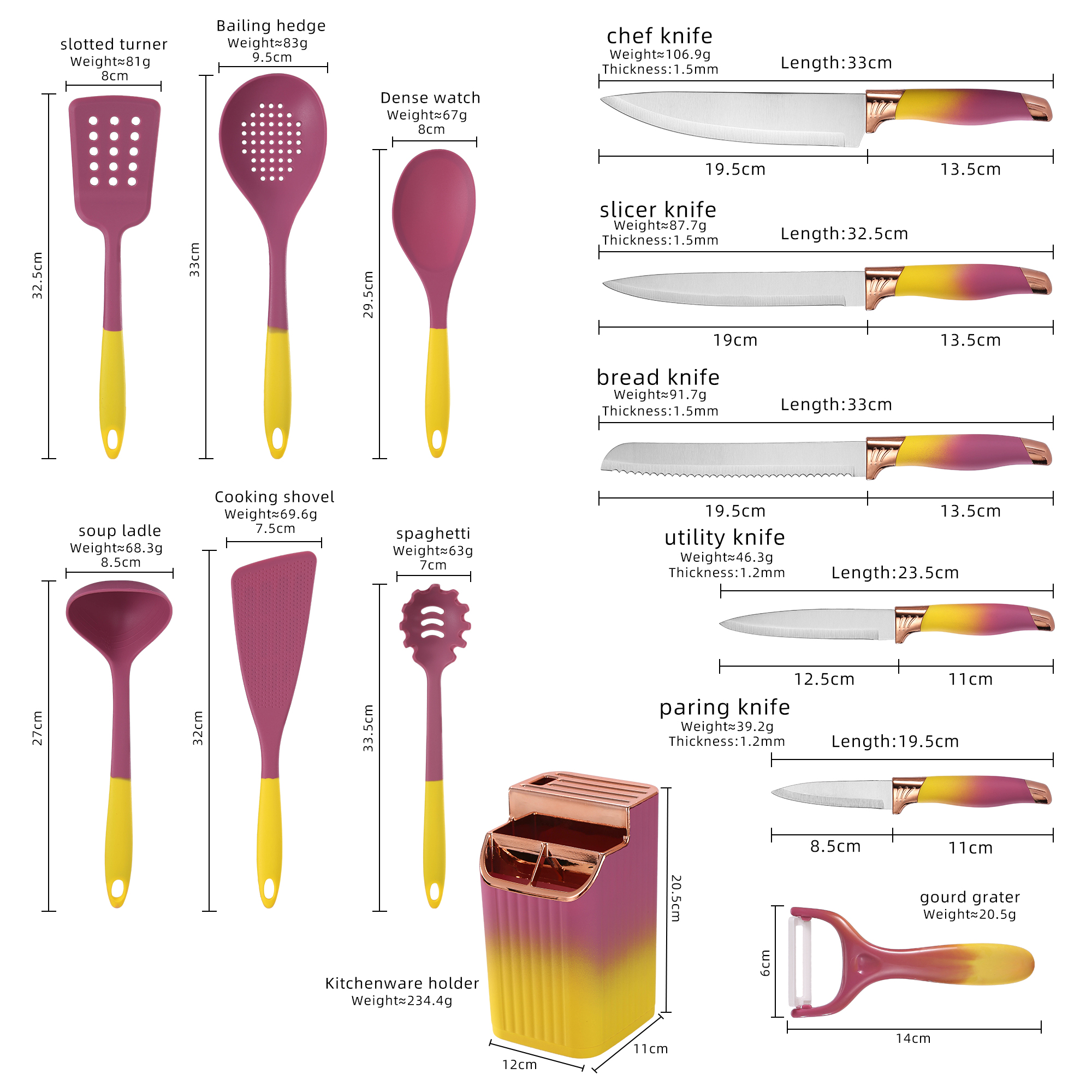 Set di coltelli da cucina in acciaio inossidabile ad alto contenuto di carbonio