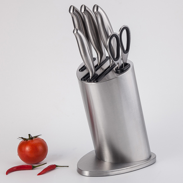Cuchilla de cocina de acero inoxidable con bloque
