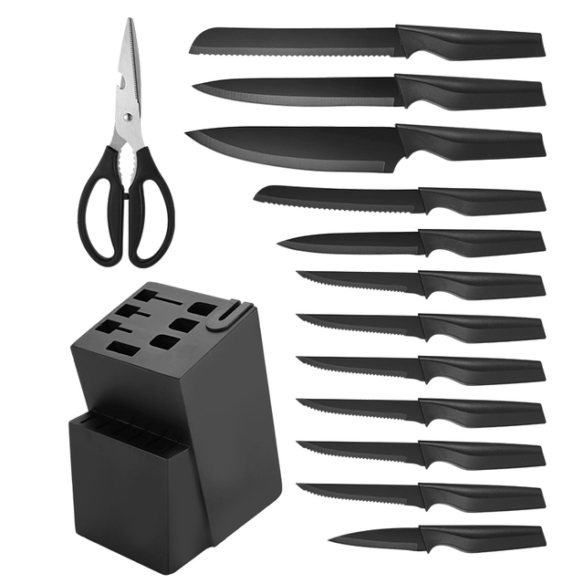 14 Pieces Black Knife Sets