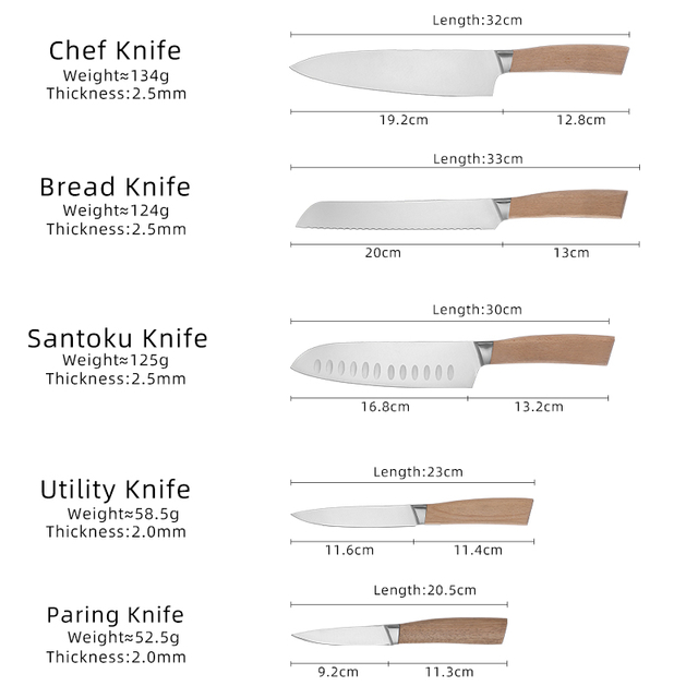 Global Knife Set with Wooden Handle