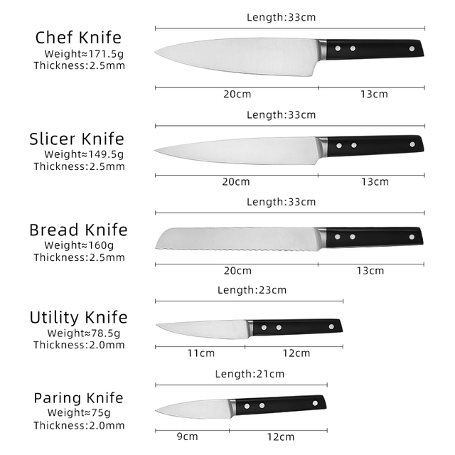 Stainless Steel 5 Pieces Knife Set